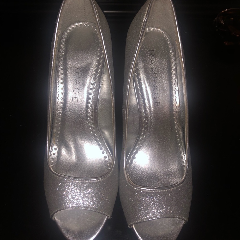 silver glitter peep toe macy’s heels